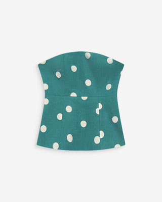 Polka dot peplum bustier emeraude Wixie