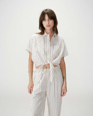 Camisa oversize de rayas con lazo sable Wendee