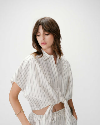 Camisa oversize de rayas con lazo sable Wendee