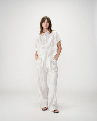 Camisa oversize de rayas con lazo sable Wendee