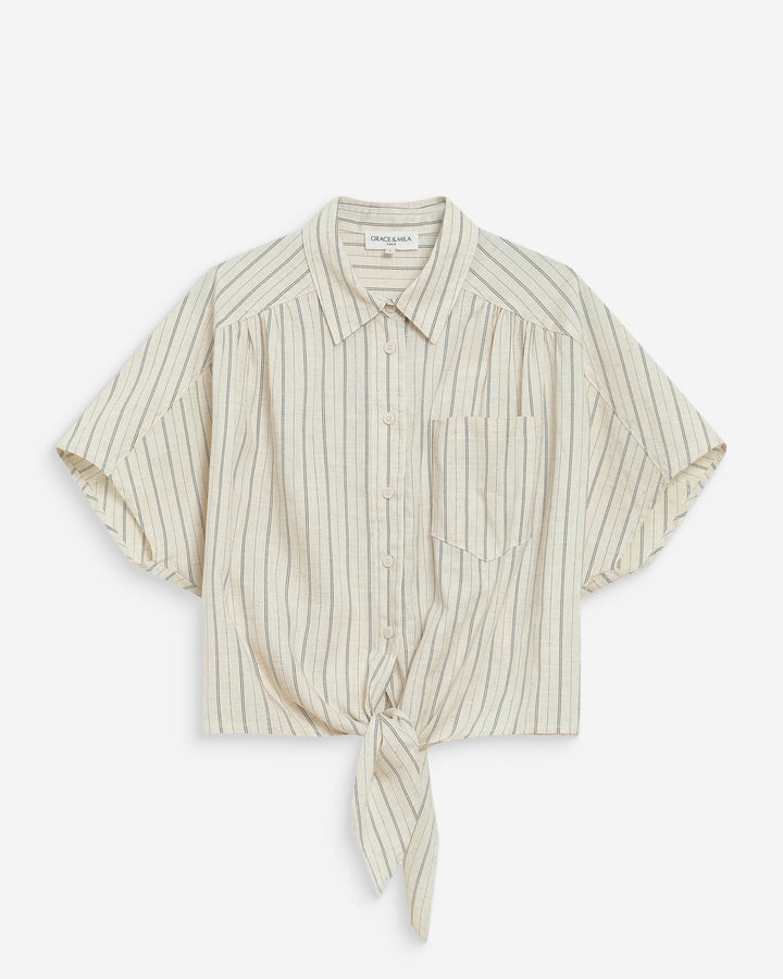 Camisa oversize de rayas con lazo sable Wendee