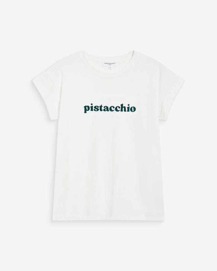 Camiseta de algodón con mensaje bordado emeraude Wylo