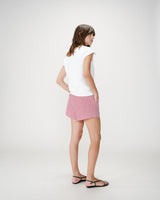 Camiseta de algodón con mensaje bordado fuchsia Wylo