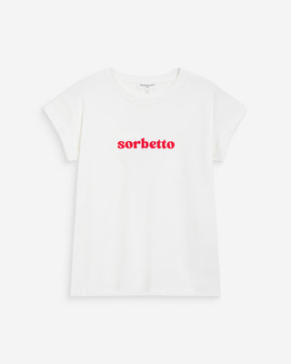 Camiseta de algodón con mensaje bordado fuchsia Wylo