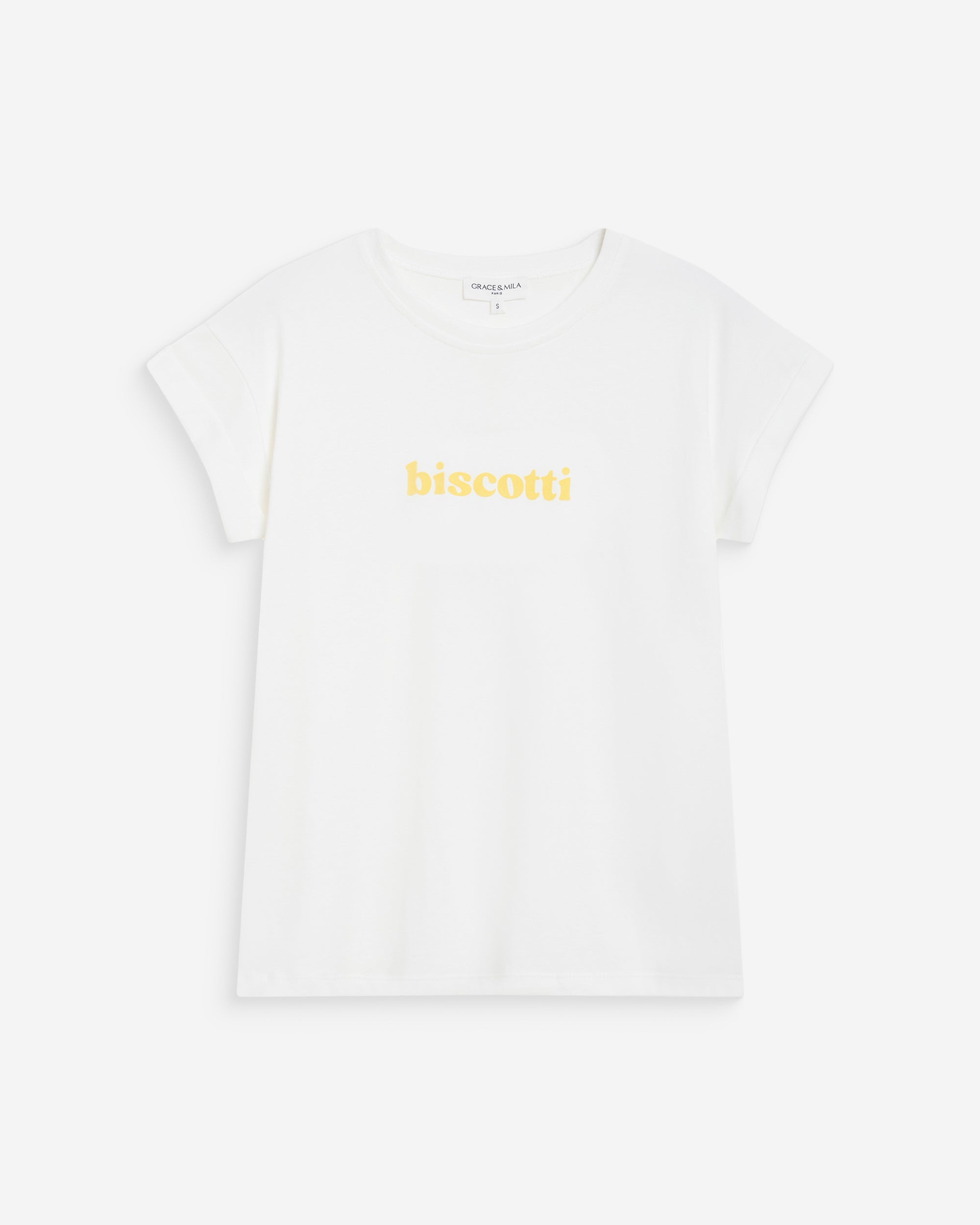 Camiseta de algodón con mensaje bordado jaune Wylo