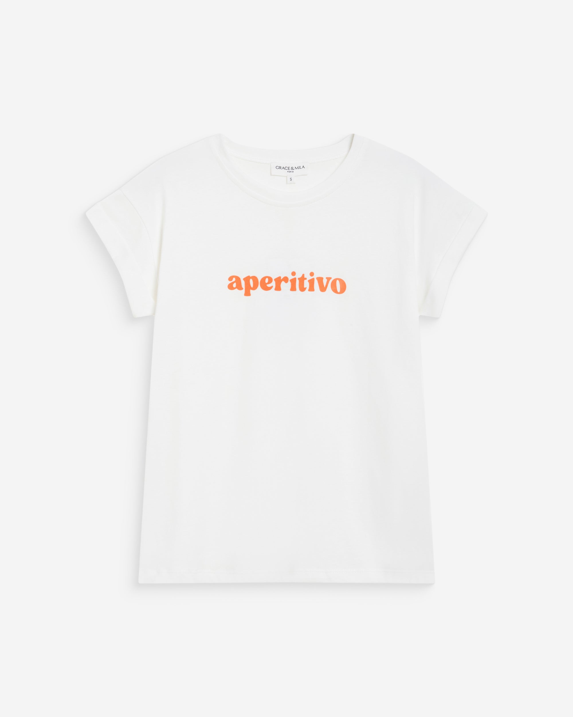 Camiseta de algodón con mensaje bordado orange Wylo