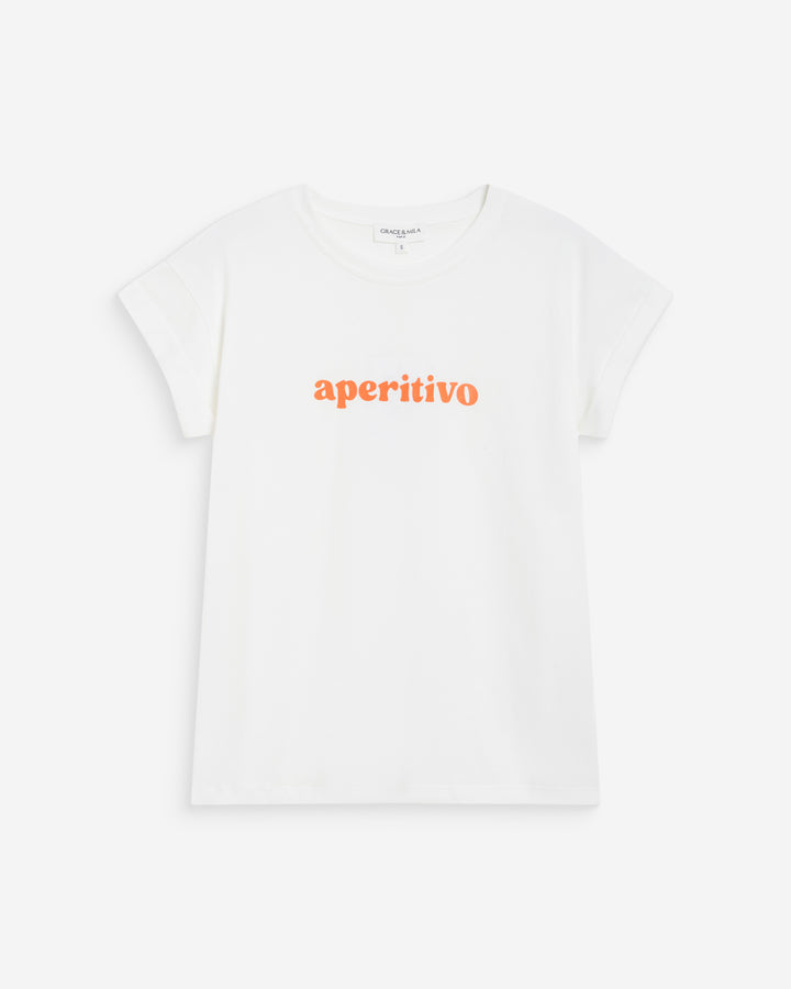 Camiseta de algodón con mensaje bordado orange Wylo