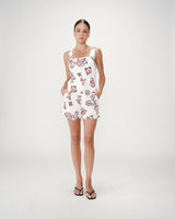 Fitted floral print square-neck top ecru Windsor