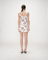 Fitted floral print square-neck top ecru Windsor