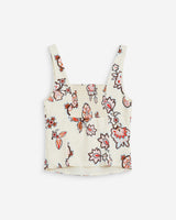 Fitted floral print square-neck top ecru Windsor