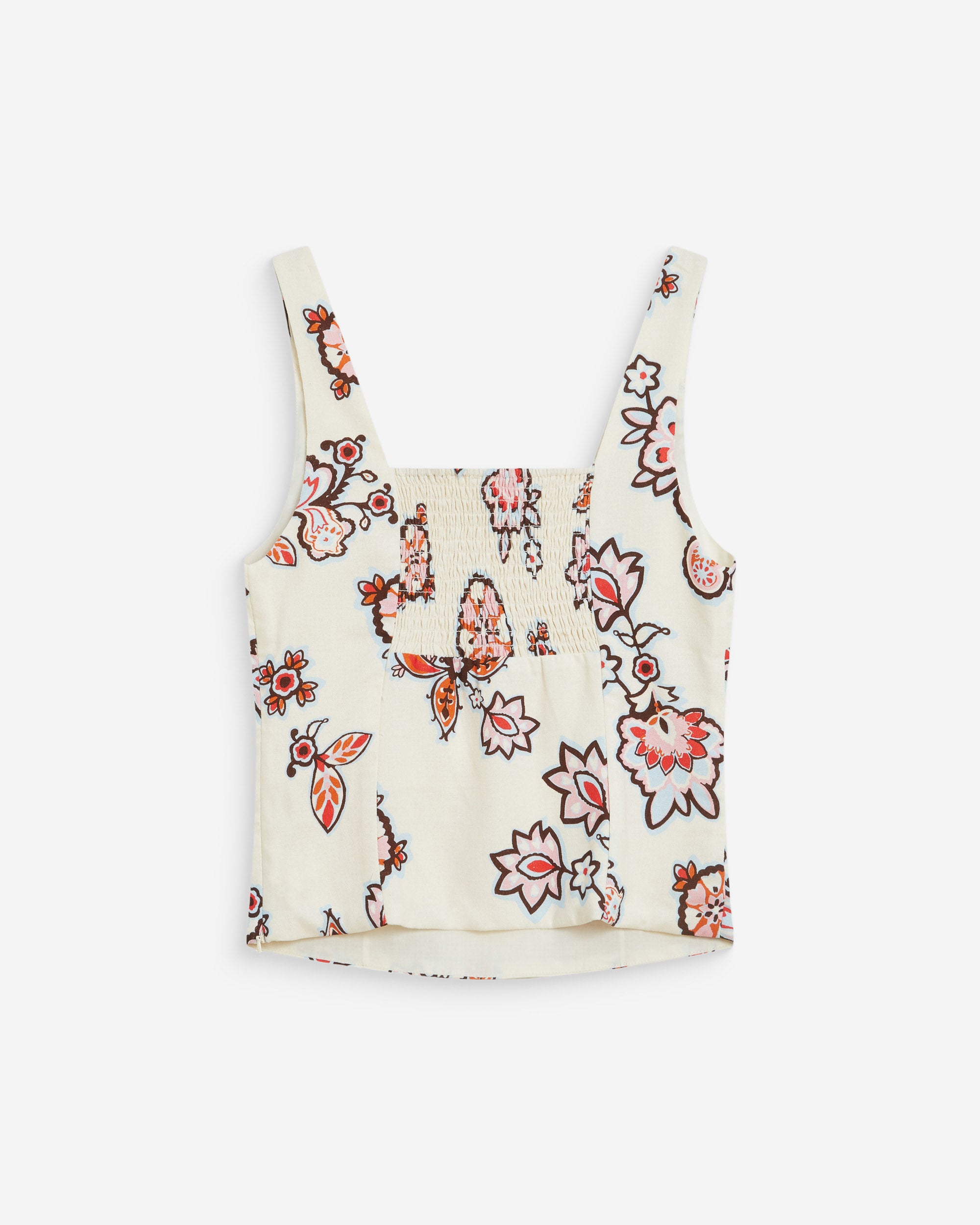 Fitted floral print square-neck top ecru Windsor