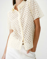 Camisa de encaje manga corta jaune Waverine