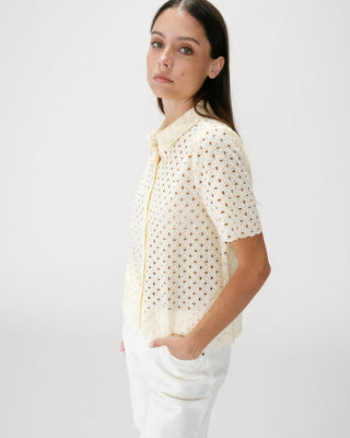 Camisa de encaje manga corta jaune Waverine