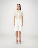 Camisa de encaje manga corta jaune Waverine
