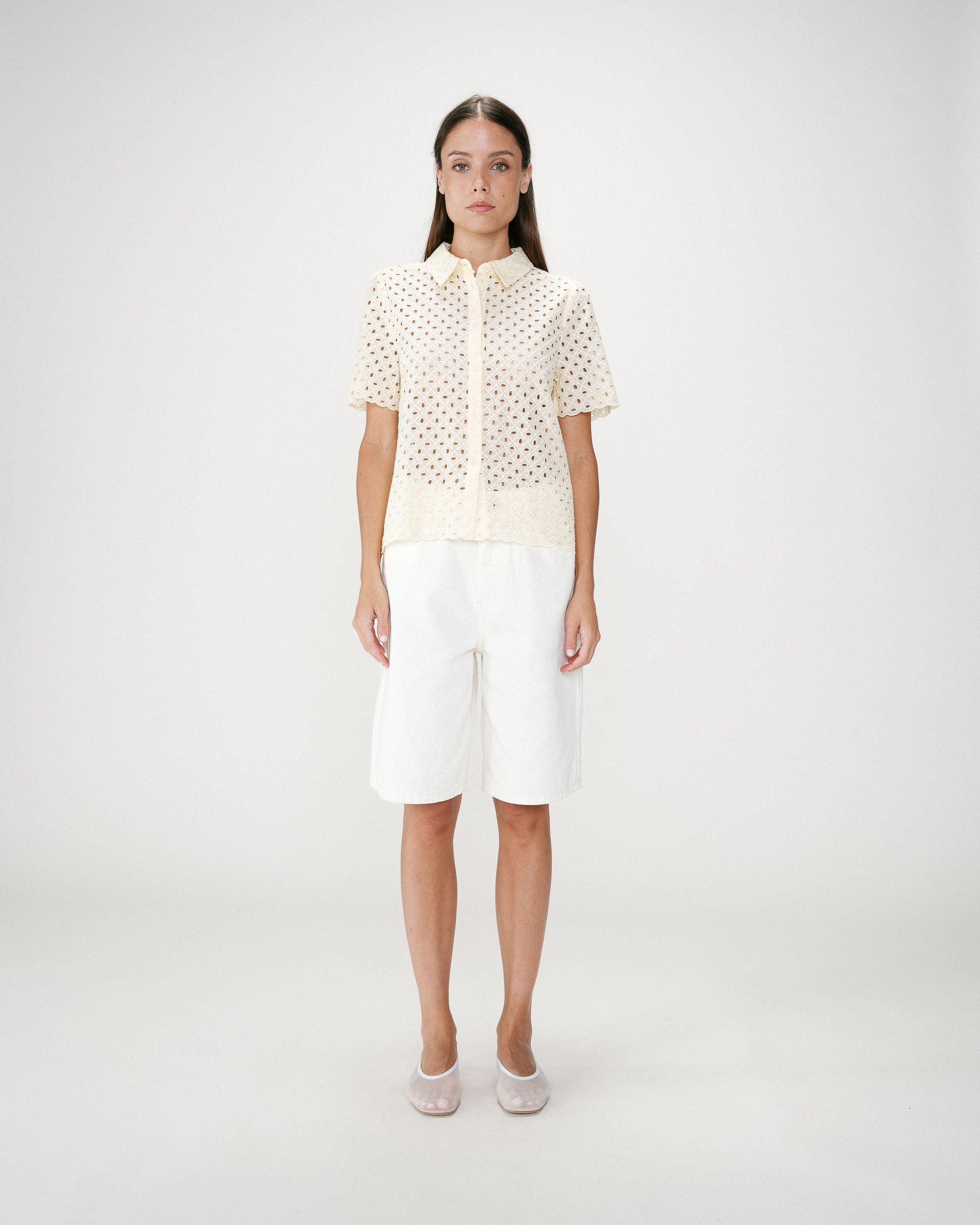 Camisa de encaje manga corta jaune Waverine