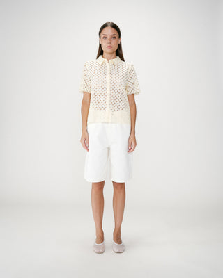 Camisa de encaje manga corta jaune Waverine