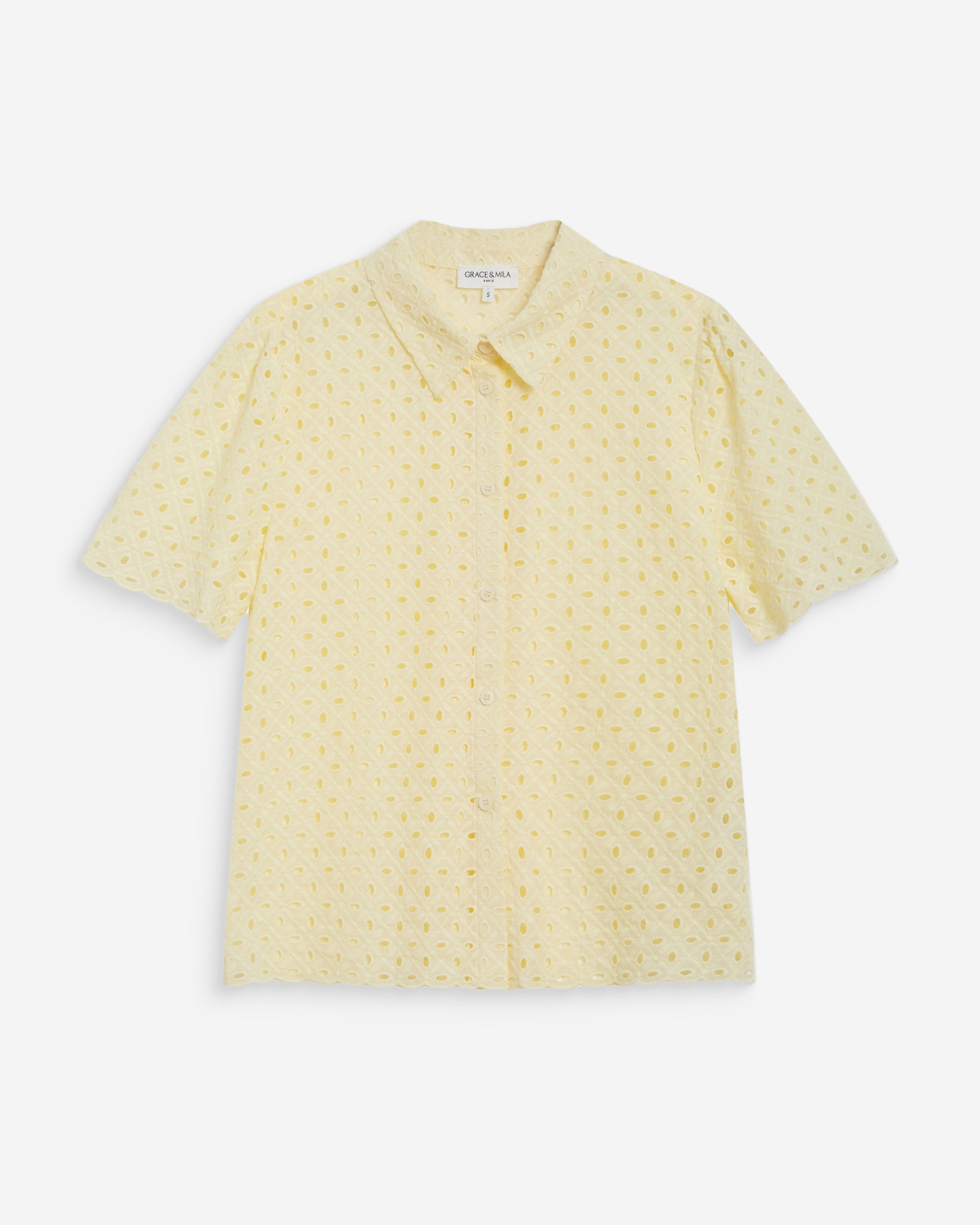 Camisa de encaje manga corta jaune Waverine