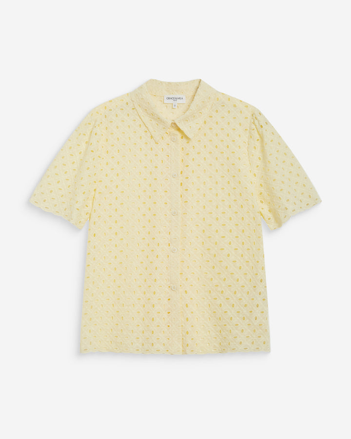 Camisa de encaje manga corta jaune Waverine
