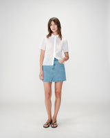 Camisa de encaje manga corta white Waverine