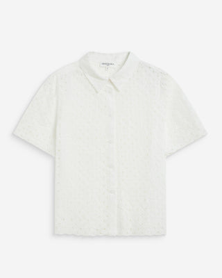 Camisa de encaje manga corta white Waverine