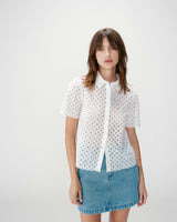 Camisa de encaje manga corta white Waverine