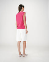 Top de algodón cuello redondo con mensaje fuchsia Willow