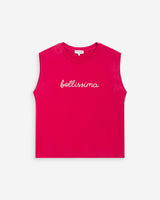 Top de algodón cuello redondo con mensaje fuchsia Willow