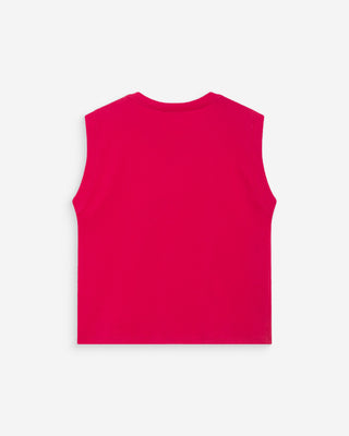 Top de algodón cuello redondo con mensaje fuchsia Willow
