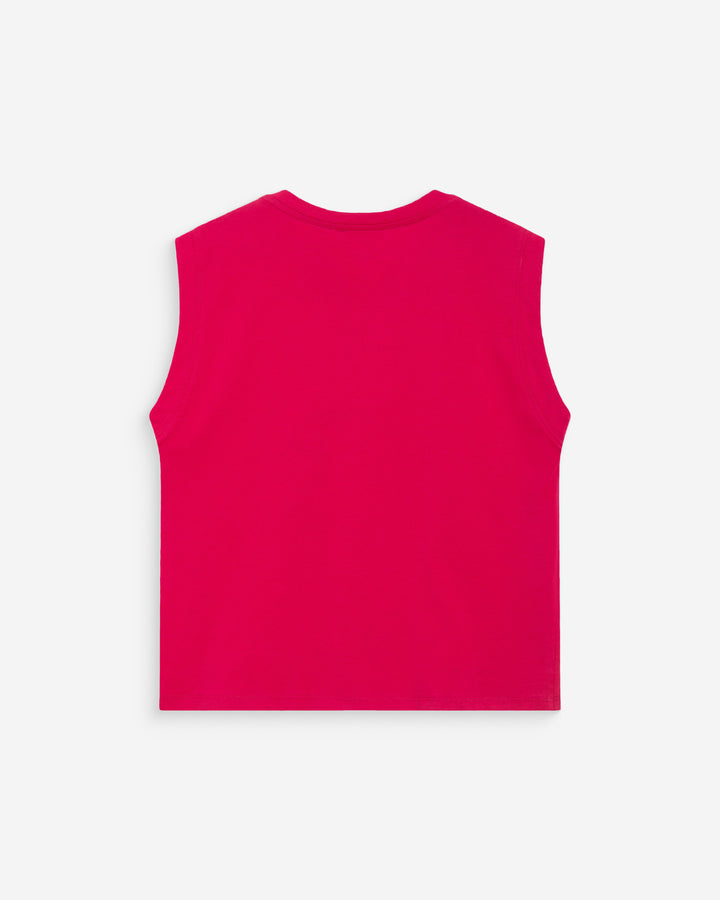 Top de algodón cuello redondo con mensaje fuchsia Willow