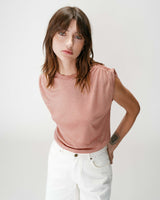 Top de lurex sin mangas cuello redondo rose Winny