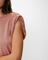 Top de lurex sin mangas cuello redondo rose Winny