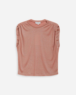 Top de lurex sin mangas cuello redondo rose Winny