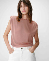 Top de lurex sin mangas cuello redondo rose Winny