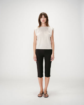 Top de lurex sin mangas cuello redondo silver Winny