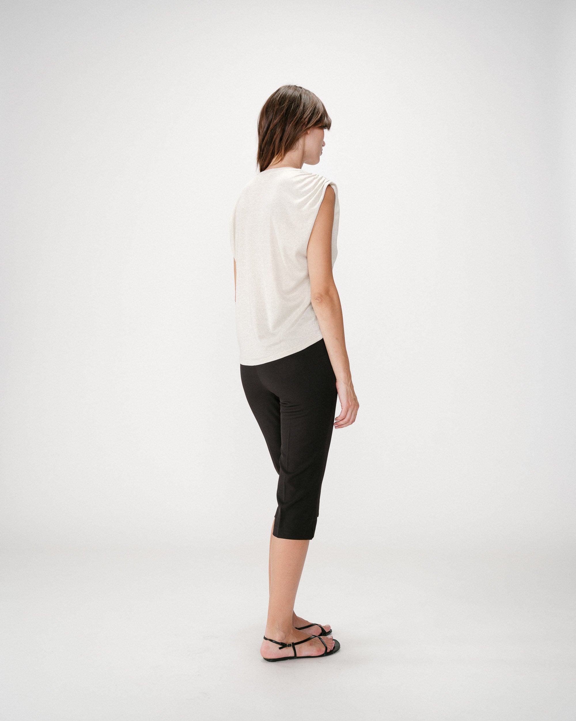 Top de lurex sin mangas cuello redondo silver Winny