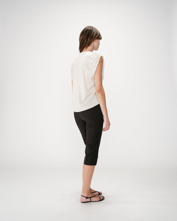 Top de lurex sin mangas cuello redondo silver Winny