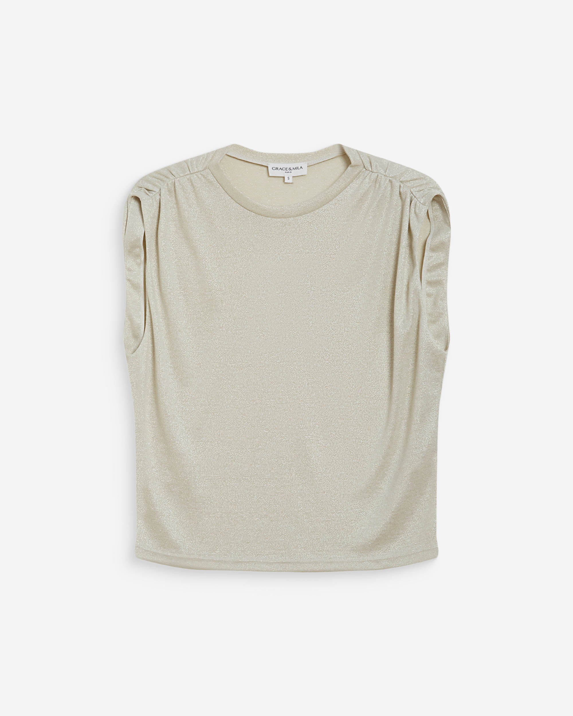 Top de lurex sin mangas cuello redondo silver Winny