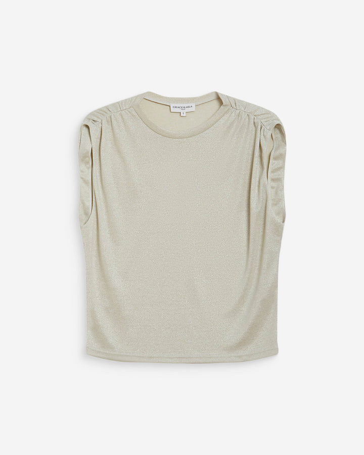 Top de lurex sin mangas cuello redondo silver Winny