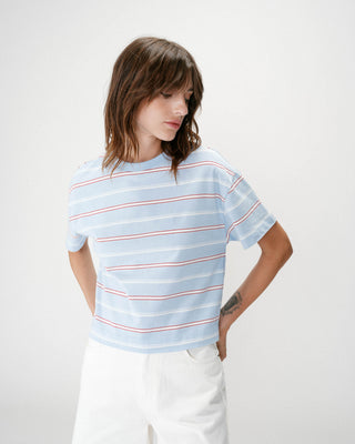 Oversized striped cotton short sleeve T-shirt ciel Welson