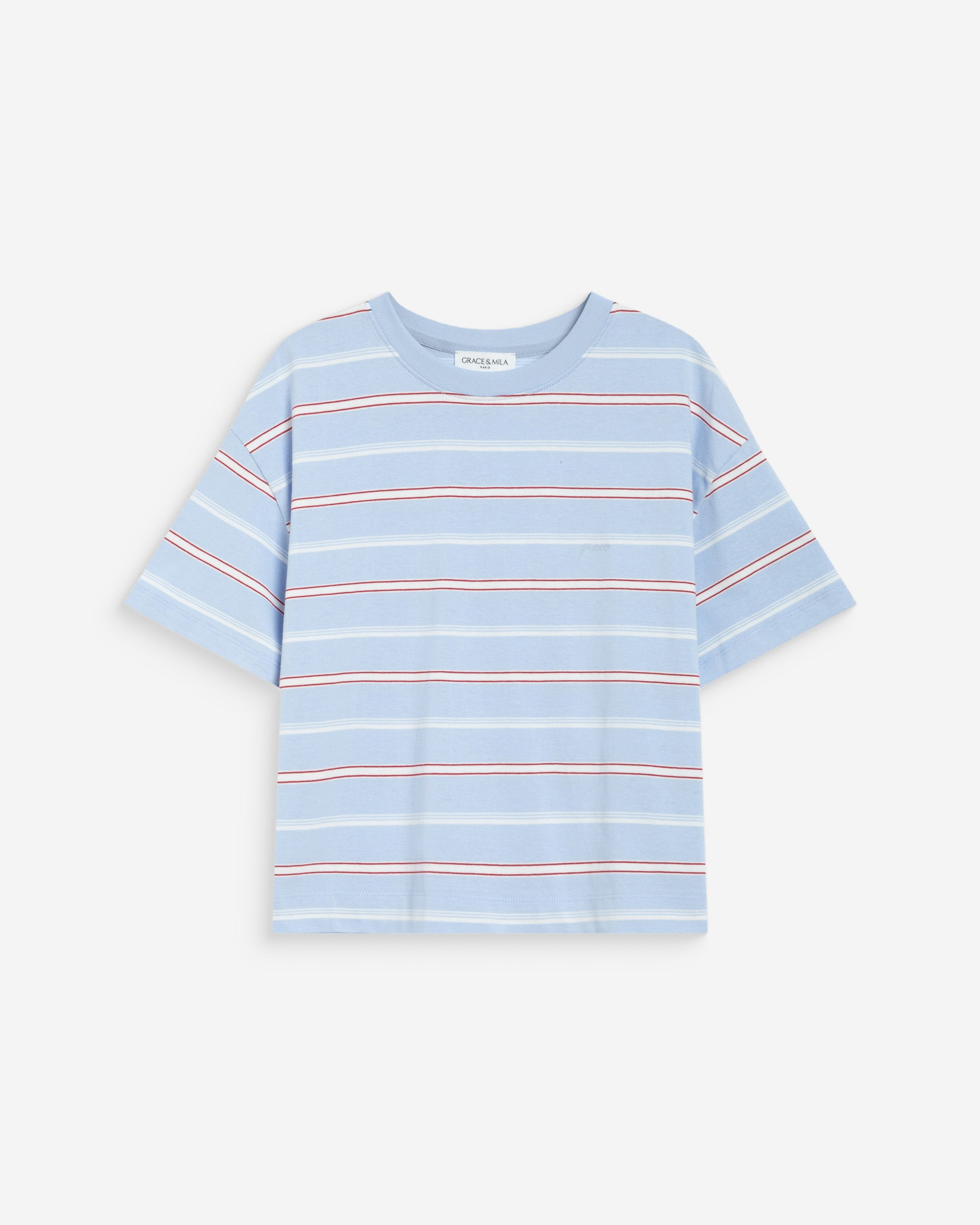 Oversized striped cotton short sleeve T-shirt ciel Welson