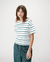 Oversized striped cotton short sleeve T-shirt ivoire Welson