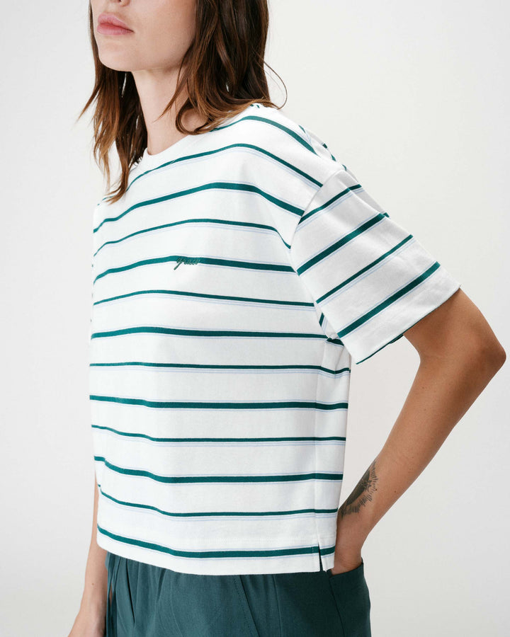 Oversized striped cotton short sleeve T-shirt ivoire Welson