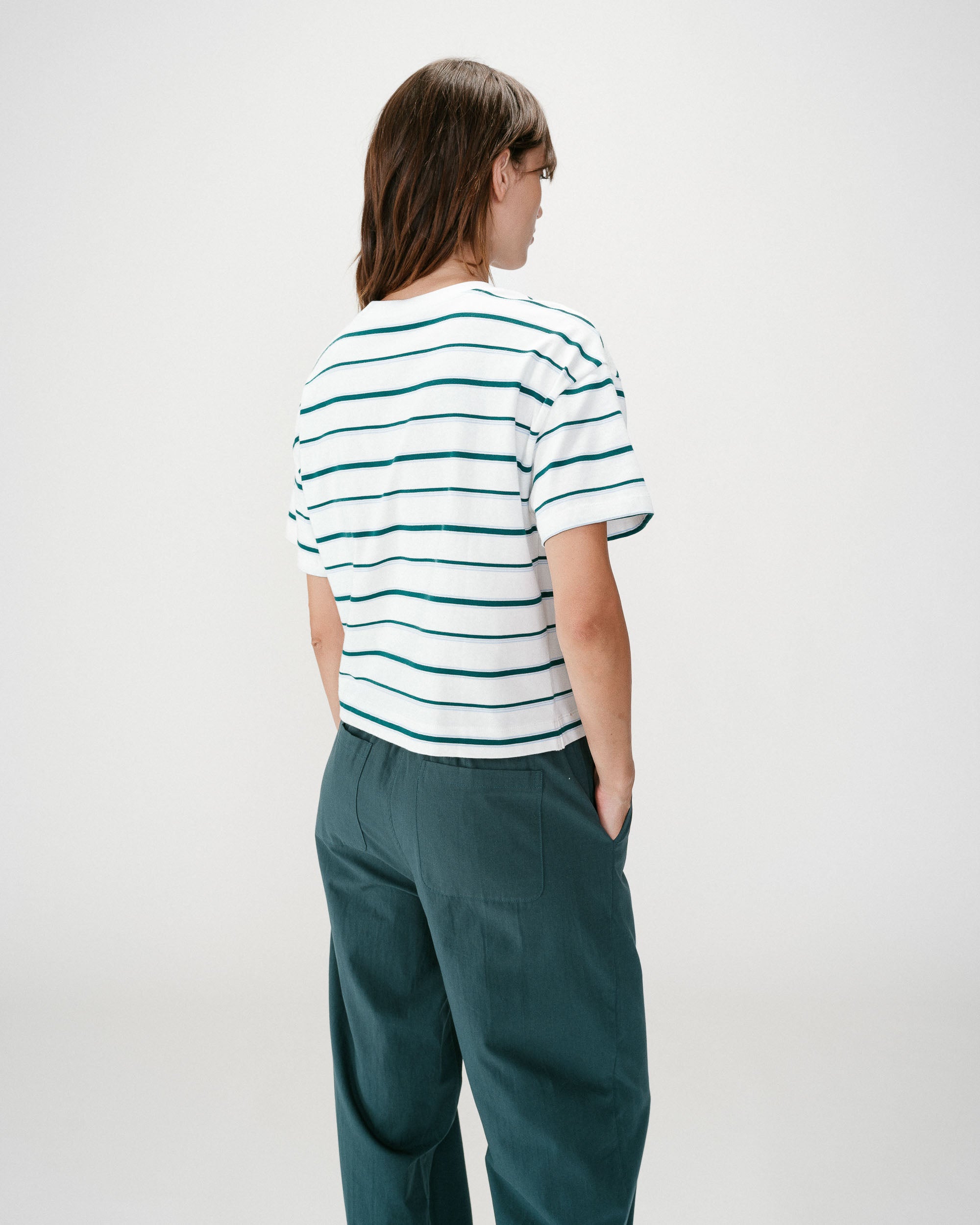 Oversized striped cotton short sleeve T-shirt ivoire Welson