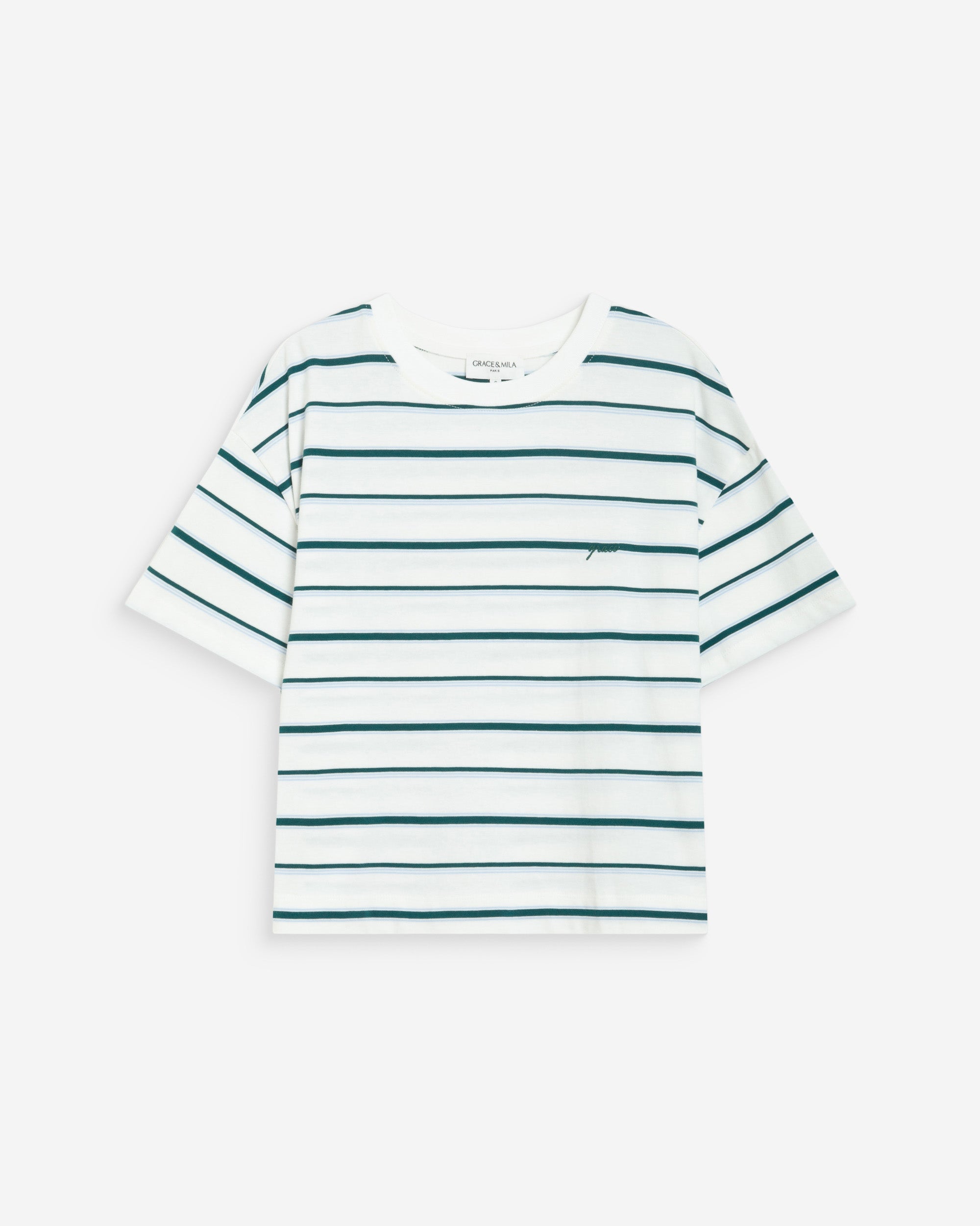 Oversized striped cotton short sleeve T-shirt ivoire Welson