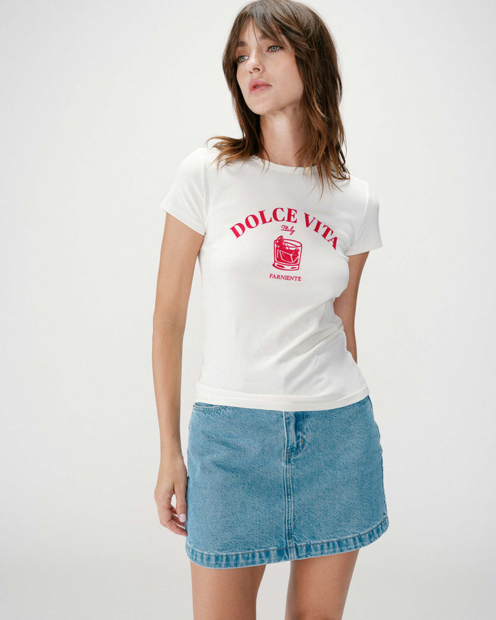 Camiseta ajustada con mensaje fuchsia Wrenley