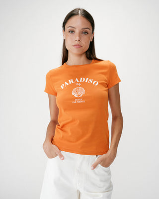 Camiseta ajustada con mensaje orange Wrenley