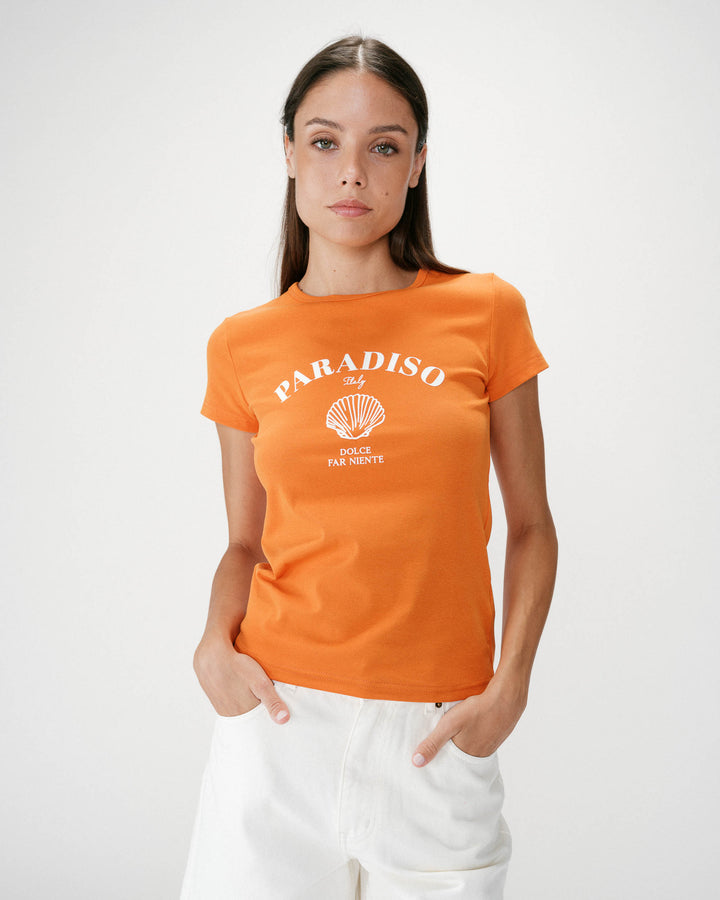 Camiseta ajustada con mensaje orange Wrenley