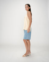 Top en lin col V dos nu à nouer jaune Wise