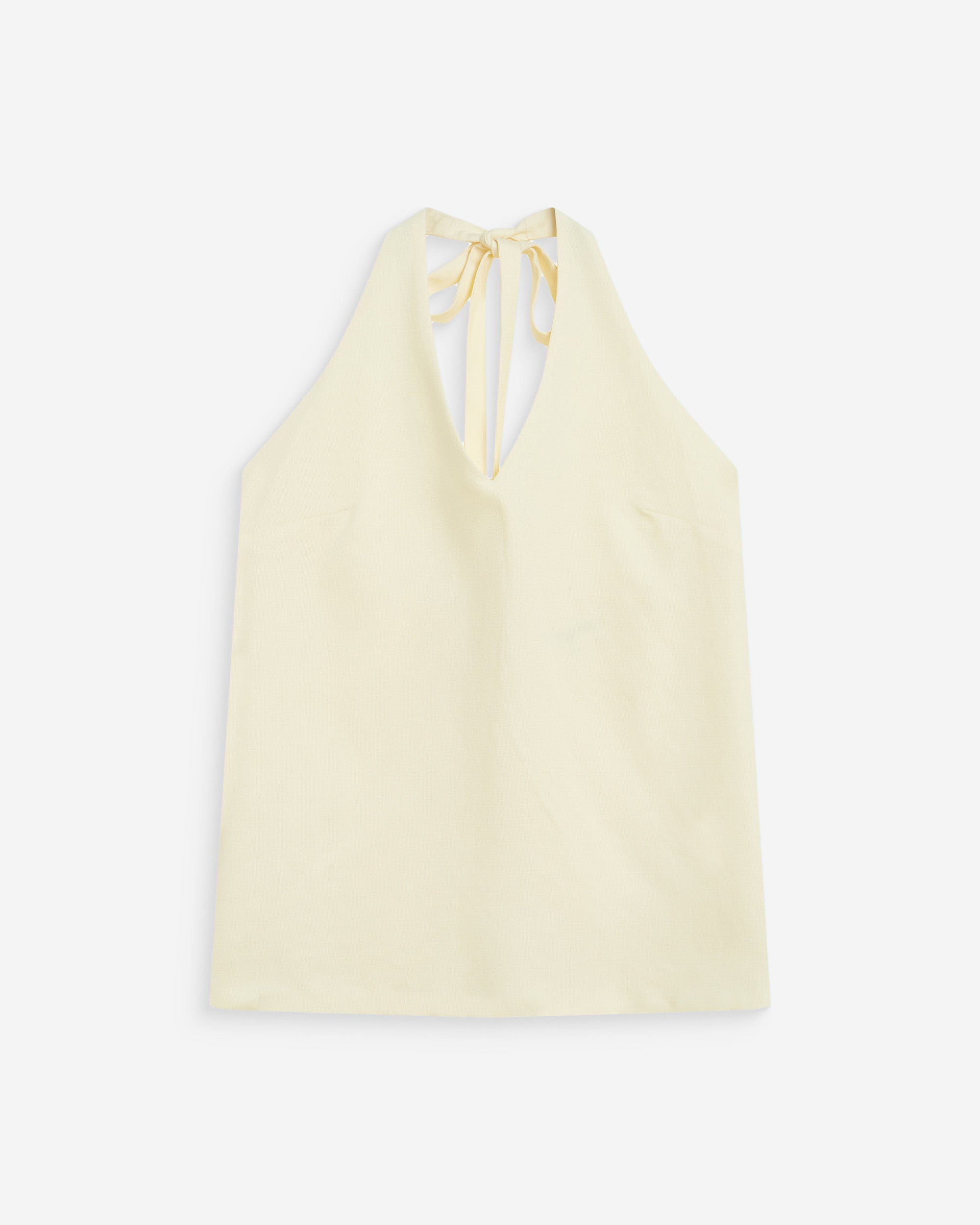 Top en lin col V dos nu à nouer jaune Wise