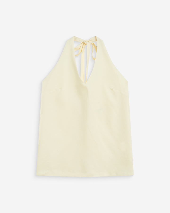 Top de lino escote V jaune Wise